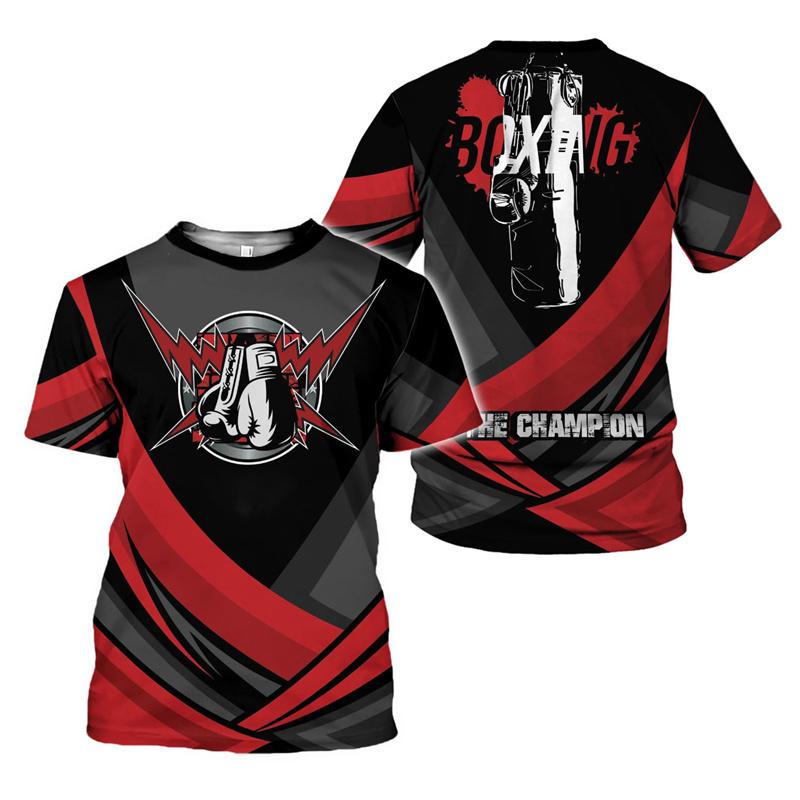 Boxhandschuhe Grafik T-Shirt Für Männer 3D Gedruckte Boxen Sport T-Shirts Oberteile Neu Bei Herren Kurzarm Rundhals T-Shirt