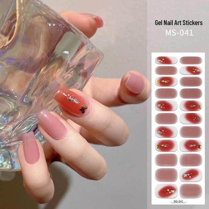 New Style Red Book Gel Nail Stickers: Semi-Western, Korean No-Bake Nail Art