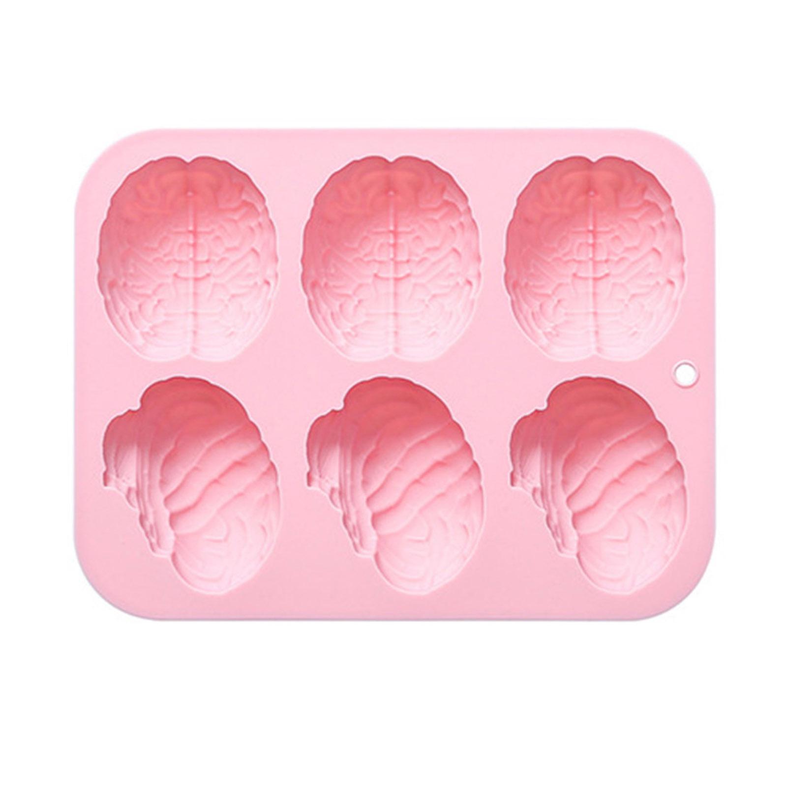 

6-полостная силиконовая форма для мозгов, форма для помадки, инструмент для выпечки, для изготовления шоколадных конфет, свечей, желе, мыла розовый