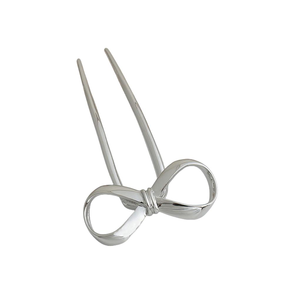 

Headpiece Metal Bow Hairpin Vintage U-shaped Headwear Jewelry Bowkont Hair Stick Hair Accessory серебряный