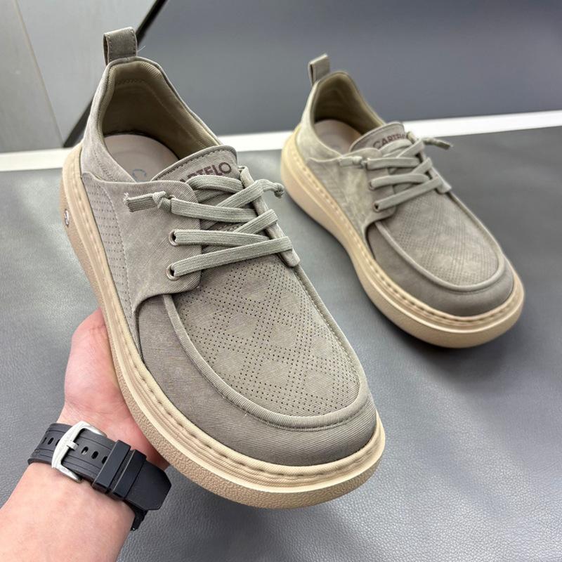 Men's Lace-up Canvas Sports Shoes Summer Mesh Breathable Platform Soft Sneakers for Men Anti-Slip Lightweight Casual Footwear