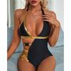 Costume da bagno intero sexy da donna, imbottito, senza schienale, bikini, cintura, costume da bagno monokini
