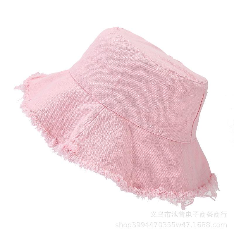 New Edged Bucket Hat Unisex Fashion Washed Cotton Soft Wide Brim Outdoor Summer Beach Sun Hat