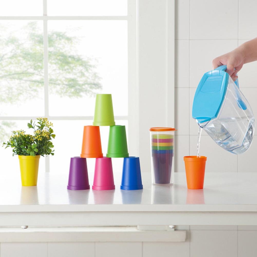 7PCS Break Proof Reusable PP Cups, Dishwasher Safe Shatterproof Plastic Tumblers, Stackable Stadium Cups with Storage Cup, for Water   Soda Partie