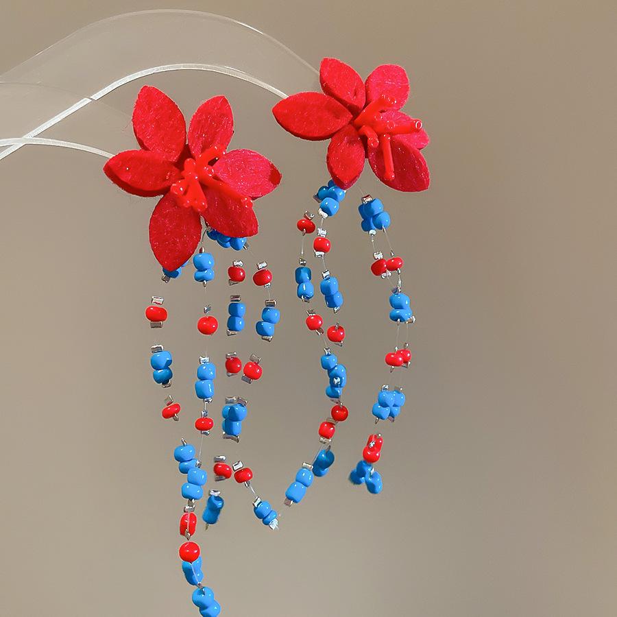 Steel Needle Flower Star Pendant Earrings Sweet Niche Temperament Earrings Exquisite Versatile Fashion High-end Earrings