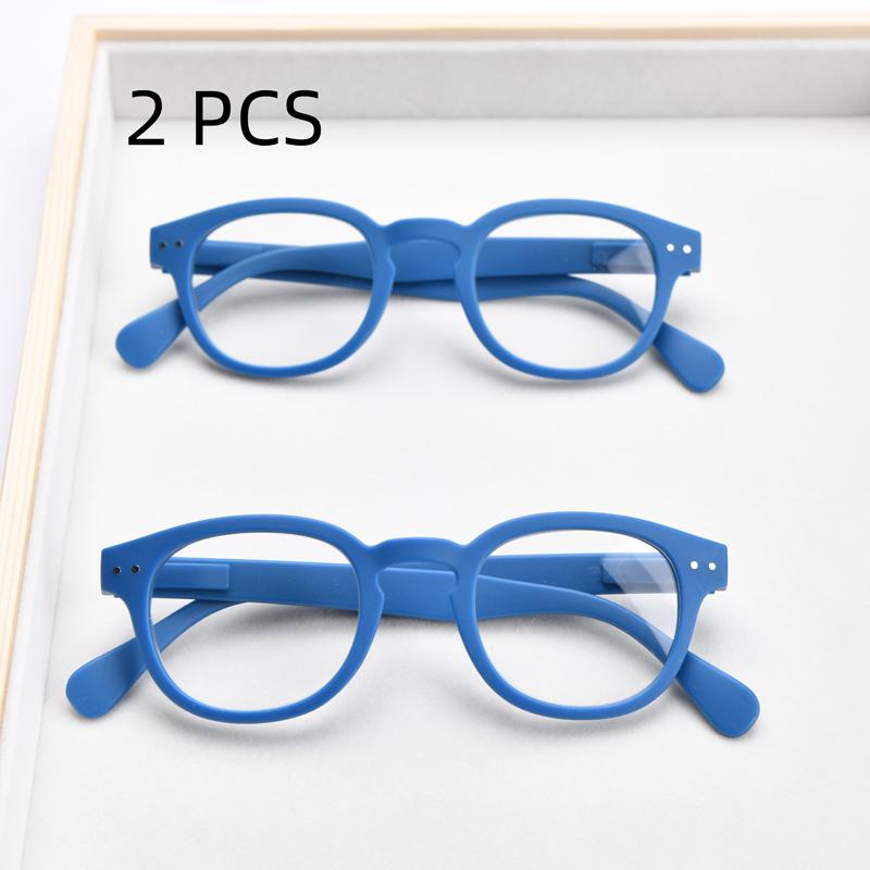 2Pcs Suit Round Reading Glasses Women Glasses Frame Retro Prescription Frames Men Orange Eyeglasses Frame Spring Hinge