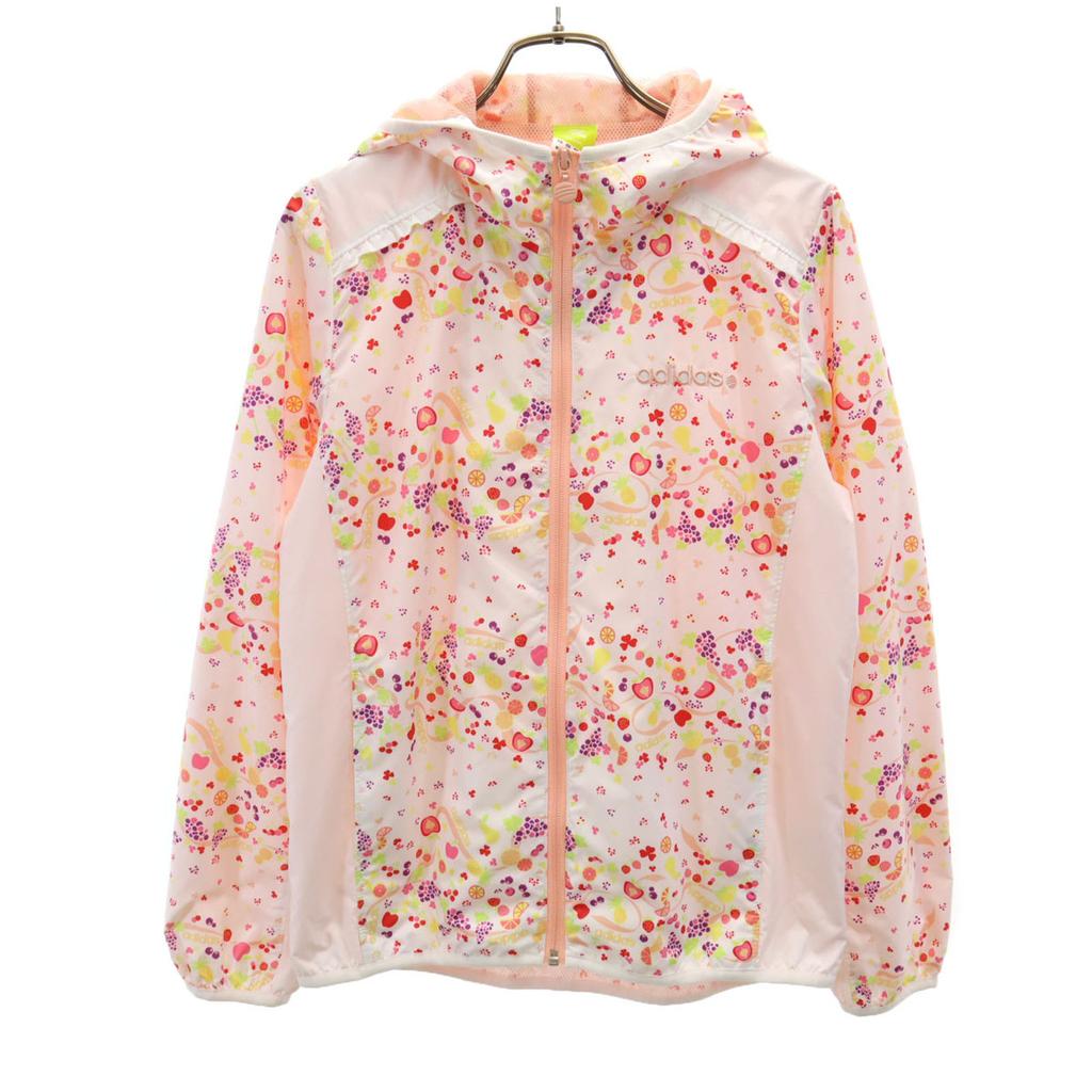 Adidas NEO LABEL Fruit Pattern Windbreaker M White Jacket Mesh Lining Women Used