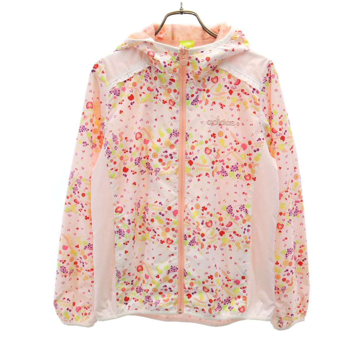 

adidas NEO LABEL Куртка-ветровка с фруктовым узором M белая Женская Б/У сетчатая подкладка