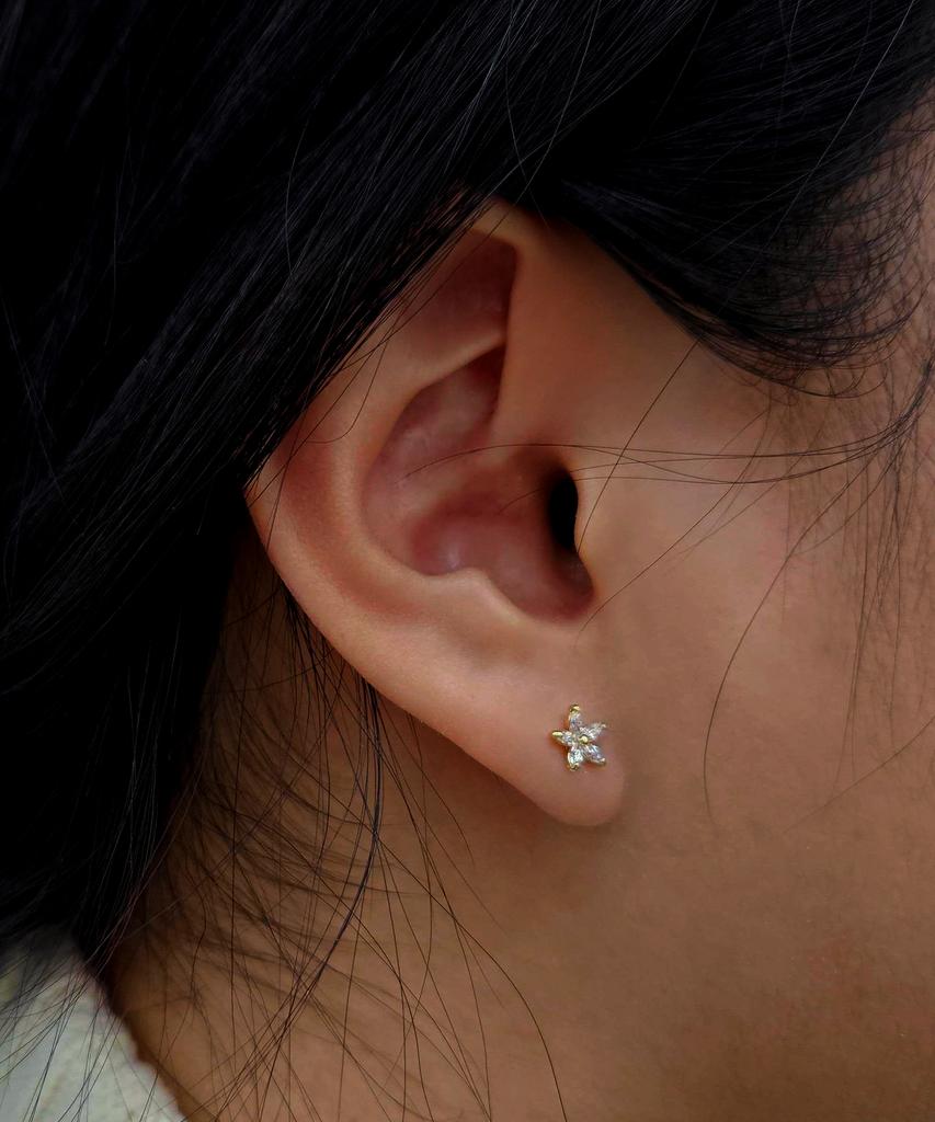 Helene Jewelry 14K Wind Flower Cubic Earrings
