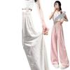 Plus Size Women's Ice Silk Ripped Rhinestone Wide-Leg Summer Pants