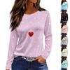 Women's Fashion Hem Slit Casual Floral Print Round Neck Long Sleeve Top