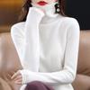 Women's High Neck Wool Sweater - 100% Pure Wool, Rolled Edge for Autumn/Winter - Versatile Cashmere Base Layer Knitwear.