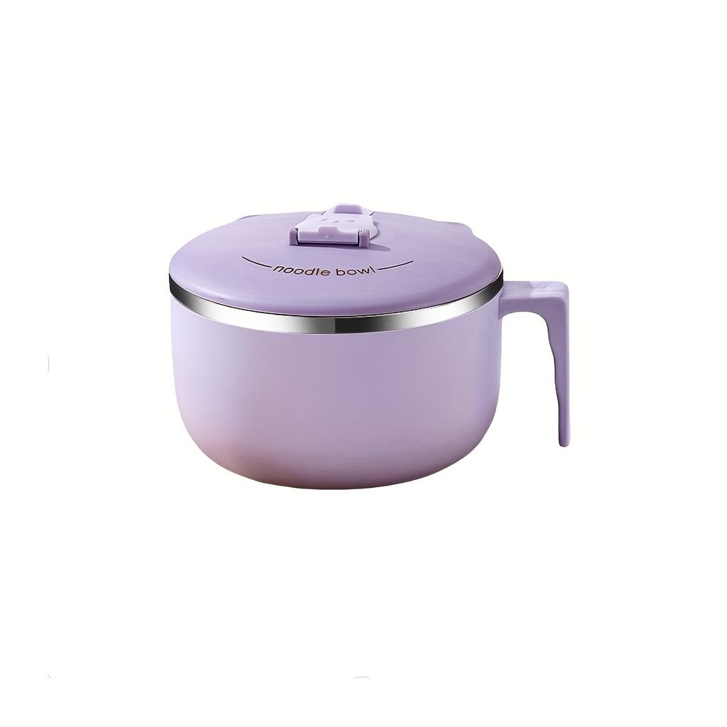 1300ml Stainless Steel Noodle Bowl with Lid Rust Resistant, Round, Ideal for Dorms Restaurants, Perfect for Serving Noodles and Rice