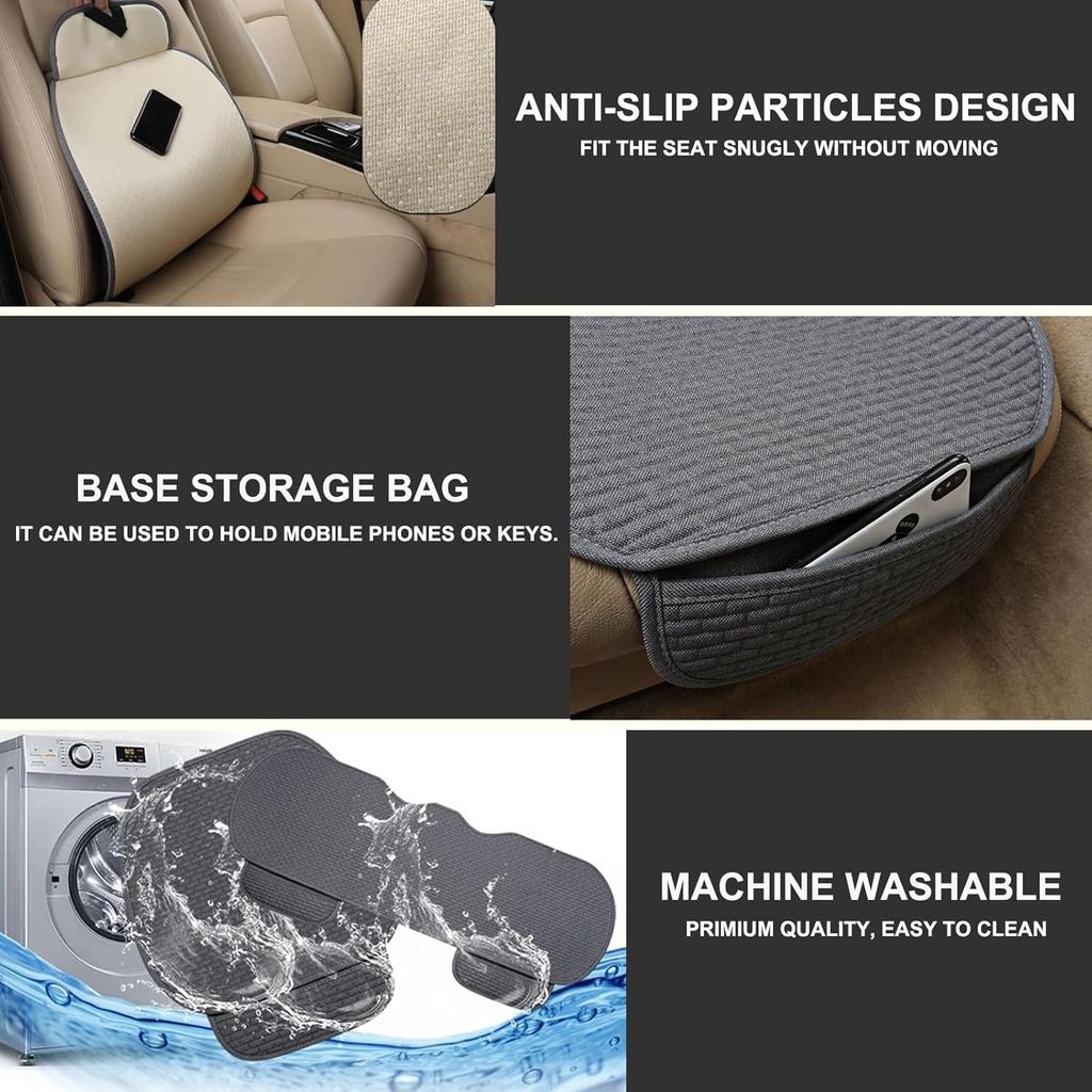 3PCS Car Seat Covers Cushion Pad Breathable Anti Slip Auto Seat Protector Pad With Storage Pocket Universal Fit For Most Automotive, Truck, SUV, And