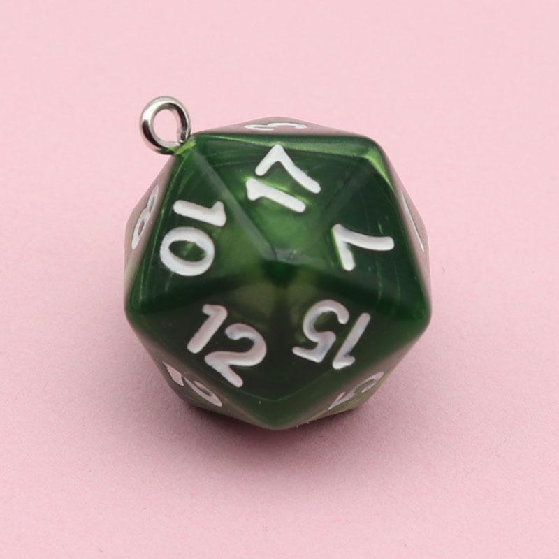20-Sided Pearl Acrylic Dice Shaker Bag Keychain Pendant for DIY Jewelry
