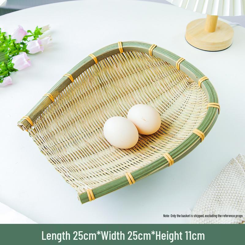 Bamboo Woven Basket: Multi-Use Storage, Fruit Plate, Steamed Bun, Winnowing, Dried Fruit, Candy, Kitchen Drainer, Vegetable Wash Basket