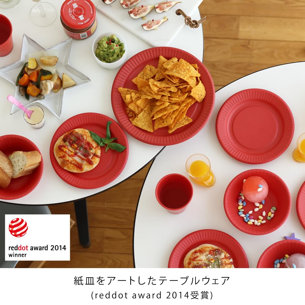 Sada 4 velkých talířů Ideaco, červená, vláknitý talíř B, 25 červených vláknitých talířů (B 25)