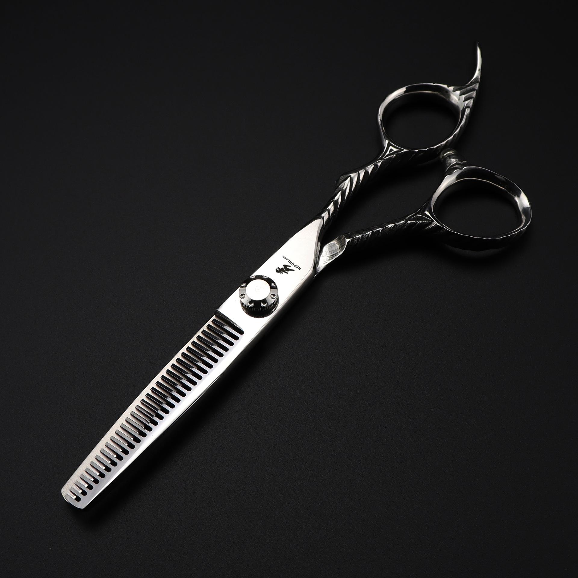 

FDMS-12 Silver 6.0 Inch 440C Special Shaped Dimaxi, Hair Scissors, Barber Scissors, Flat Scissors, Bangs Scissors Straight head & chromium vanadium stainless steel