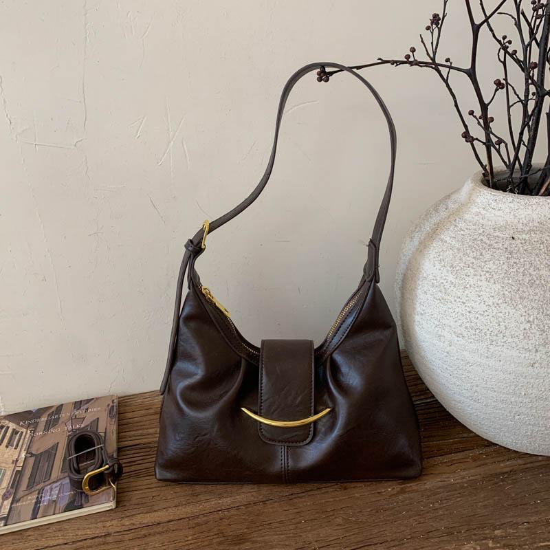 Vintage Underarm Bag for Women Minimalist Shoulder Crossbody Purse Fashion Handbag Sle Wrinkles High-End Feeling Shoulder Bag