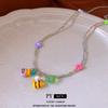 Cartoon Bee Jewelry Set: Cute Childlike Earrings & Necklace with Oil Drip Charm for Women