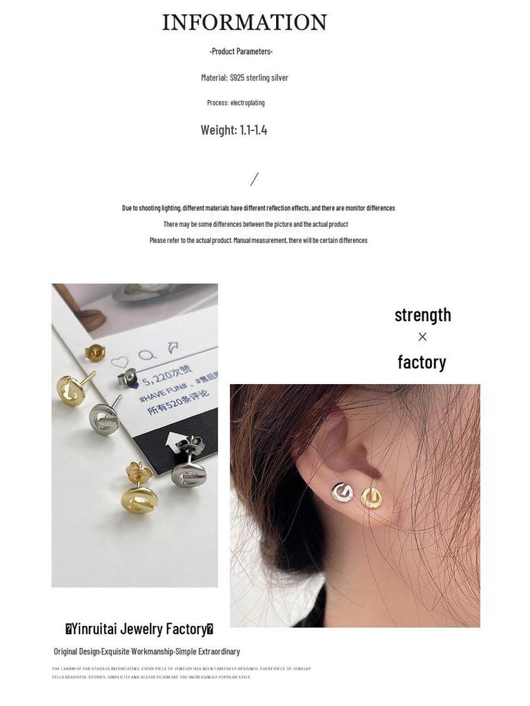 Sterling Silver S925 Unique Letter Stud Earrings for Women - Niche Fashion, Temperament, and Personality Design.