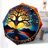 Tree of Life Mandala Wall Art: Colorful Circular Decor for Home or Office Umbrella, Cute Umbrella with Cute Design, Portable 3-Fold Compact Umbrella f