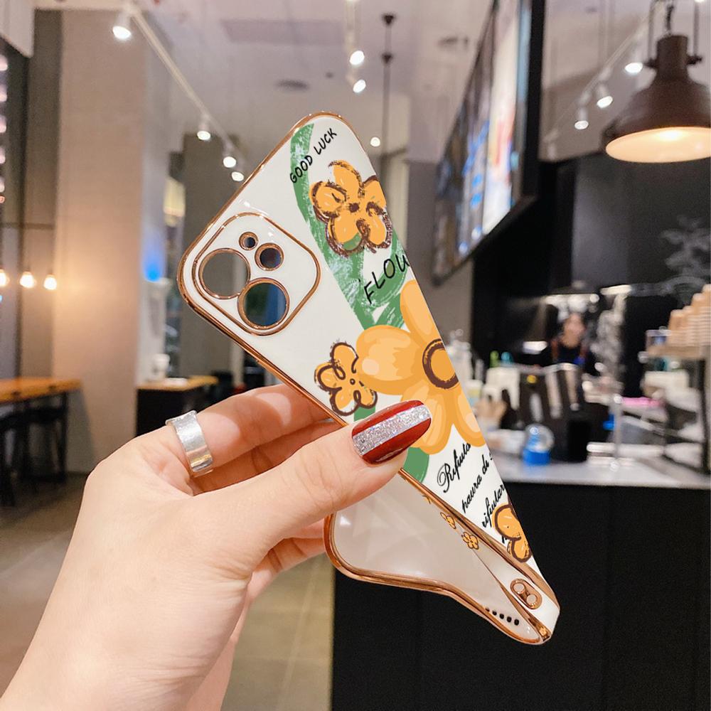 Colorful Printing Patterns Square Edge Pattern Casing Plated Phone Shell Luxury Plating Soft Phone Case for iPhone Motorola Moto OnePlus Samsung