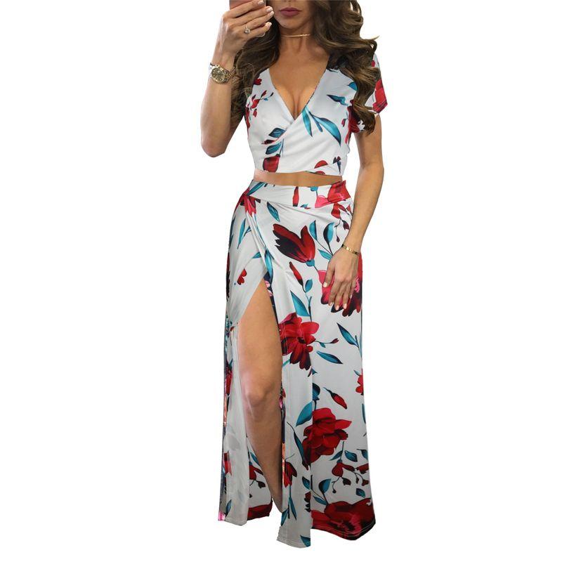 M482 Cross-Border Boutique European and American Popular Amazon Independent Station Classic Floral Hot Sale Dress Two-piece Set