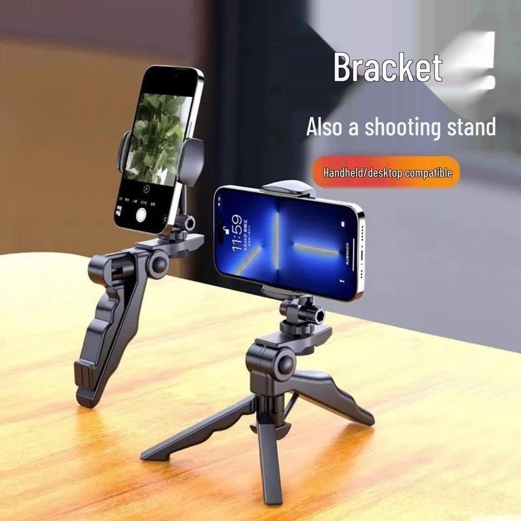 Portable Phone Holder: Telescopic Desktop Stand with Clip Handle for Douyin Selfies and Tripod Use