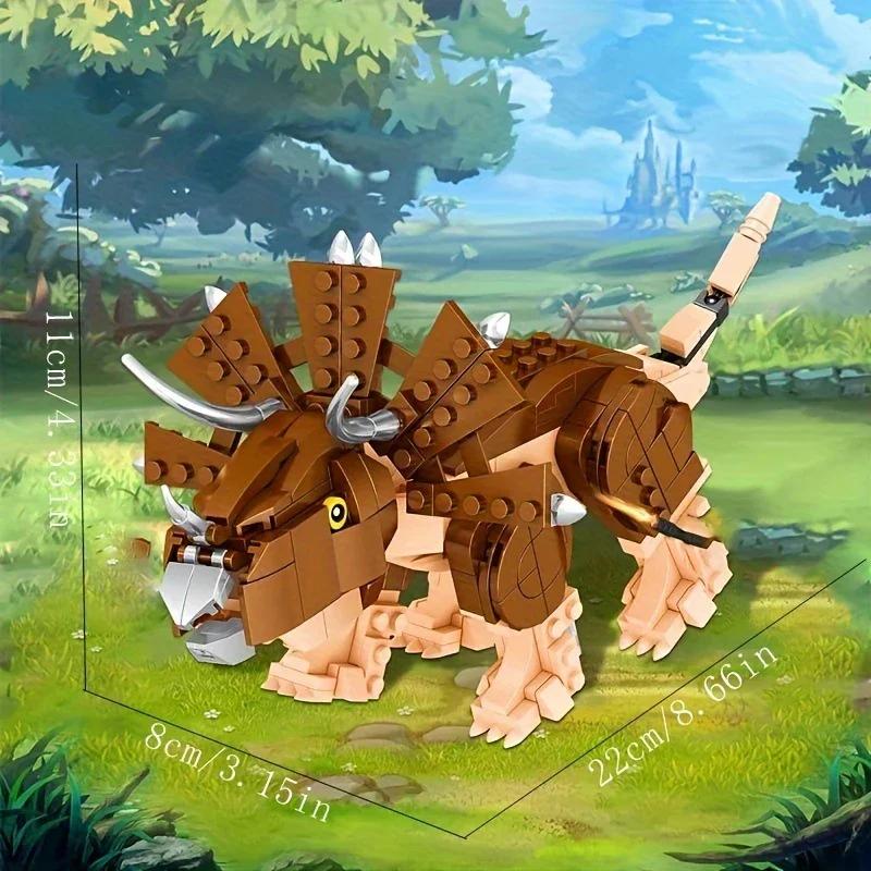 387PCS Dinosaur Building Block Diy Triceratops Model Assembly Bricks Desktop Decoration Educational Toys For Kids Holiday Gifts
