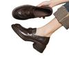 Schafsleder-Version~ Neue Retro-Slipper mit dickem Absatz, Damen-Einschlupfschuhe mit runder Spitze, echte Leder-Pendler-Lazy-Kleine-Lederschuhe
