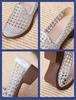 2025 Summer Hollow Woven Breathable Shoes Women Sandals Big Size Thick Heels Genuine Leather Shoes Summer Casual Sandals