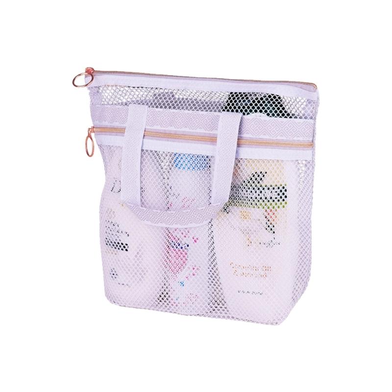 

Прозрачная сетчатая сумка-органайзер для ванных принадлежностей, многоцелевой дорожный контейнер для хранения с портативной ручкой белый