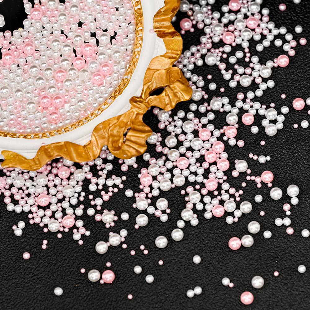 2.5-5mm Colorful Pearl Beads Round Nail Charms Pearl 3D Beads Ball Jewelry Rhinestones Nail Art Decoration Nail DIY Manicure 10g