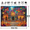 2D Día De Los Muertos Street Scene Wall Tapestry, Colorful Mexican Holiday Backdrop for Living Room