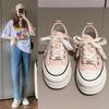 Summer trend sail new Chinese versatile muffin thick-soled canvas women's shoes rhinestone cloth board shoes casual shoes Korean version of the price
