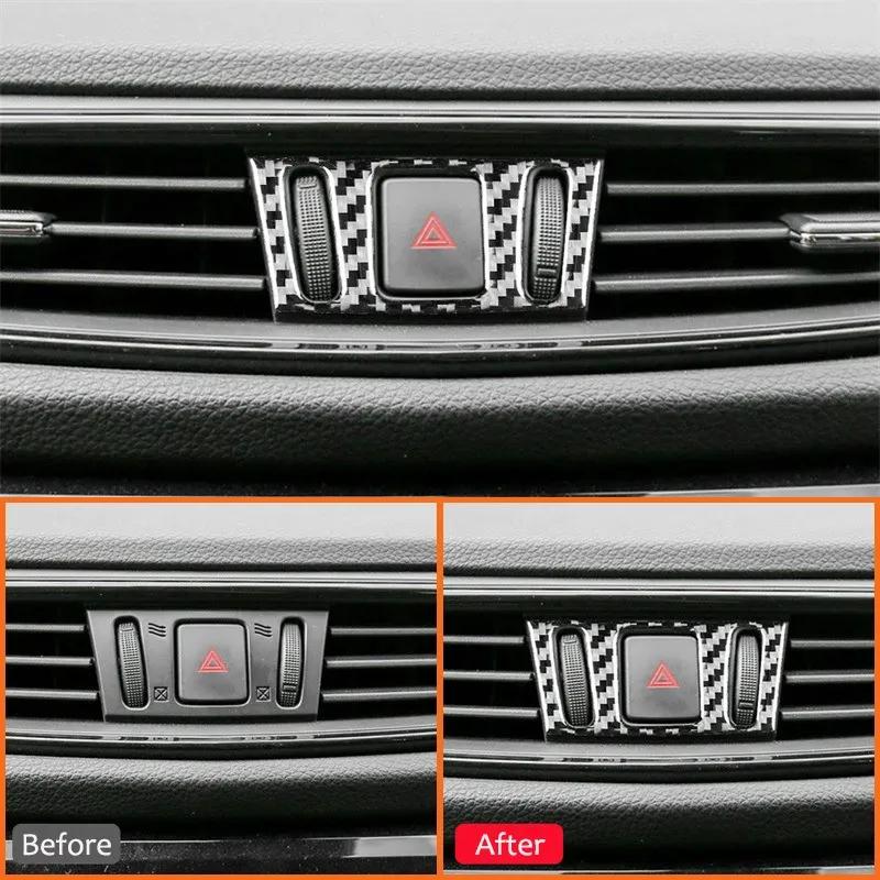 Car Interior Carbon Fiber Emergency Warning Light Switch Panel Decoration Stickers For Nissan X-TRAIL 2014-2018 Accessories