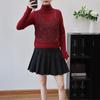 Autumn and Winter New Semi-turtleneck Fake Two-piece Sequined Knitted Sweater Top Slim and Thin Sweater Pullover Inside Women
