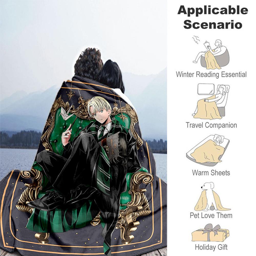 1 Stück Slytherin Haus, Zauberstab, Zauberbuch Outdoor Flanell Überwurfdecke Ganzjahres Weiche Wärme, Heimdekoration 1031233