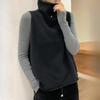 IHUASU Autumn and Winter Stacked Wool Waistcoat Waistcoat Knitted Shoulders Loose Jumper High Collar Thin Thick Large Size Women's Clothing