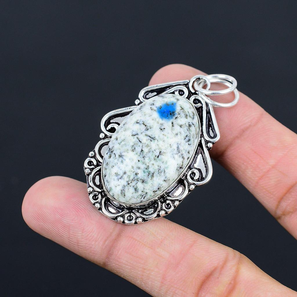Oval K2 Jasper Gemstone 925 Sterling Silver Bezel Daughter Wedding New Pendant
