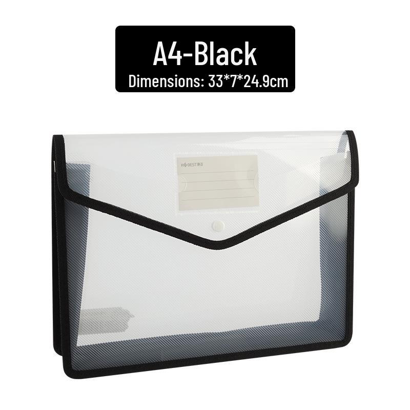 Kangbai A3 Transparent Document Bag - Large Capacity Snap Button for Student Test Papers