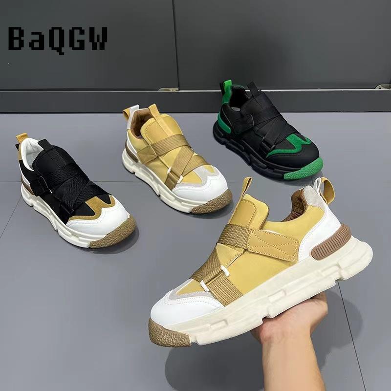 Fashion Designer Loafers Shoes Chunky Sneaker Fashion Casual Microfiber Leather Running Shoes Breathable Color Block Non-slip Shoes