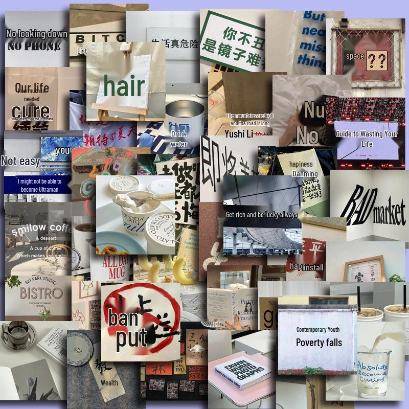 

Acrylic Painting Bullet Journal & Laptop Stickers - 54 Sheets of Creative Text Designs