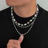 Ingemark 2Pcs/Set Boho Exquisite Imitation Pearl Rhinestone Choker Necklace Trend Gold Color Cross Pendant Necklace Jewelry