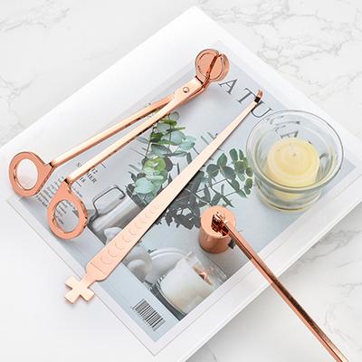 Ensemble de 3 pièces pour tailler les mèches de bougies Dispositif d'extinction de bougies Ciseaux Crochets en acier inoxydable Accessoires pour bougies Soins à domicile Outil pour bougies