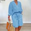 2024 Summer European & American Cotton Linen Women's Casual Loose Two-piece Set