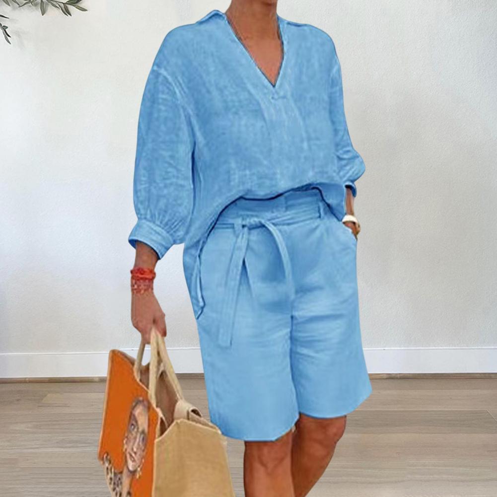2024 Summer European & American Cotton Linen Women's Casual Loose Two-piece Set