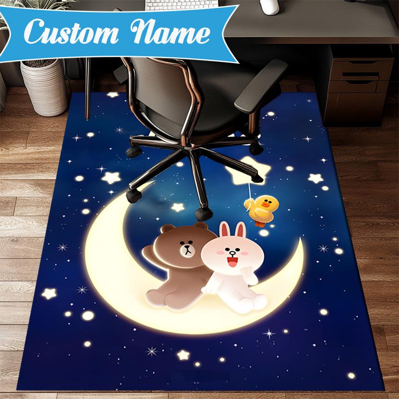 Custom Name Love Cony Brown Forever Rug for Living Room, Game Rooms, Office, Bedroom, Floor Mat Playful Design, fan gifts Christmas decor