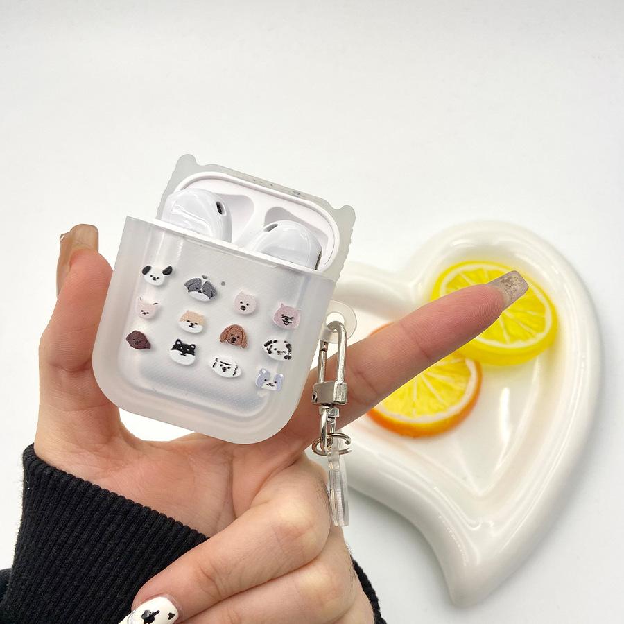 Applicable Bluetooth headset protective case Cartoon cute transparent soft case Apple wireless headset cute puppy